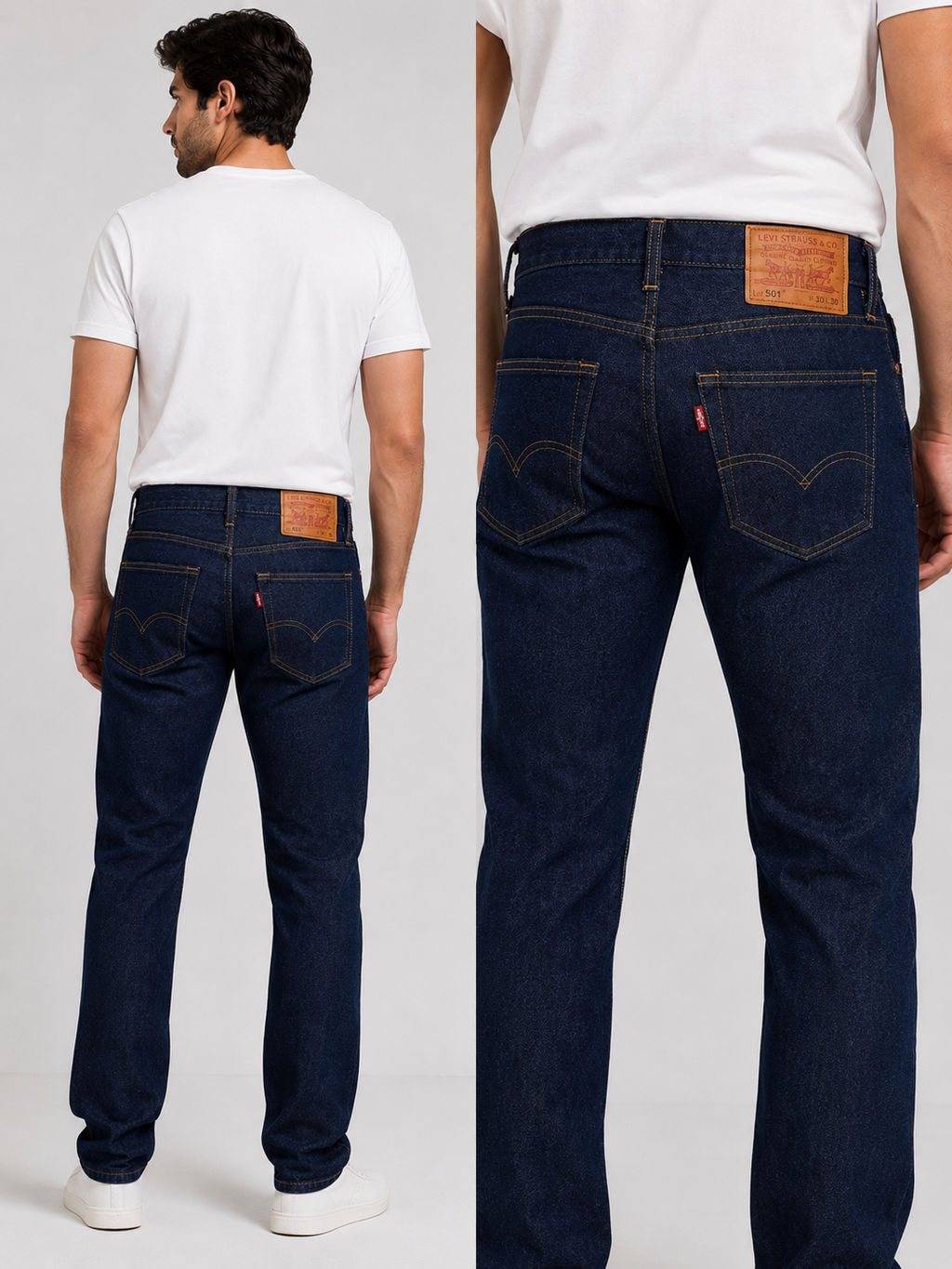Levi's 501 Premium Dark Indigo Denim  Button Fly Straight leg
