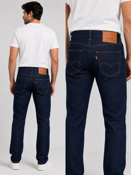 Levi's 501 Premium Dark Indigo Denim  Button Fly Straight leg