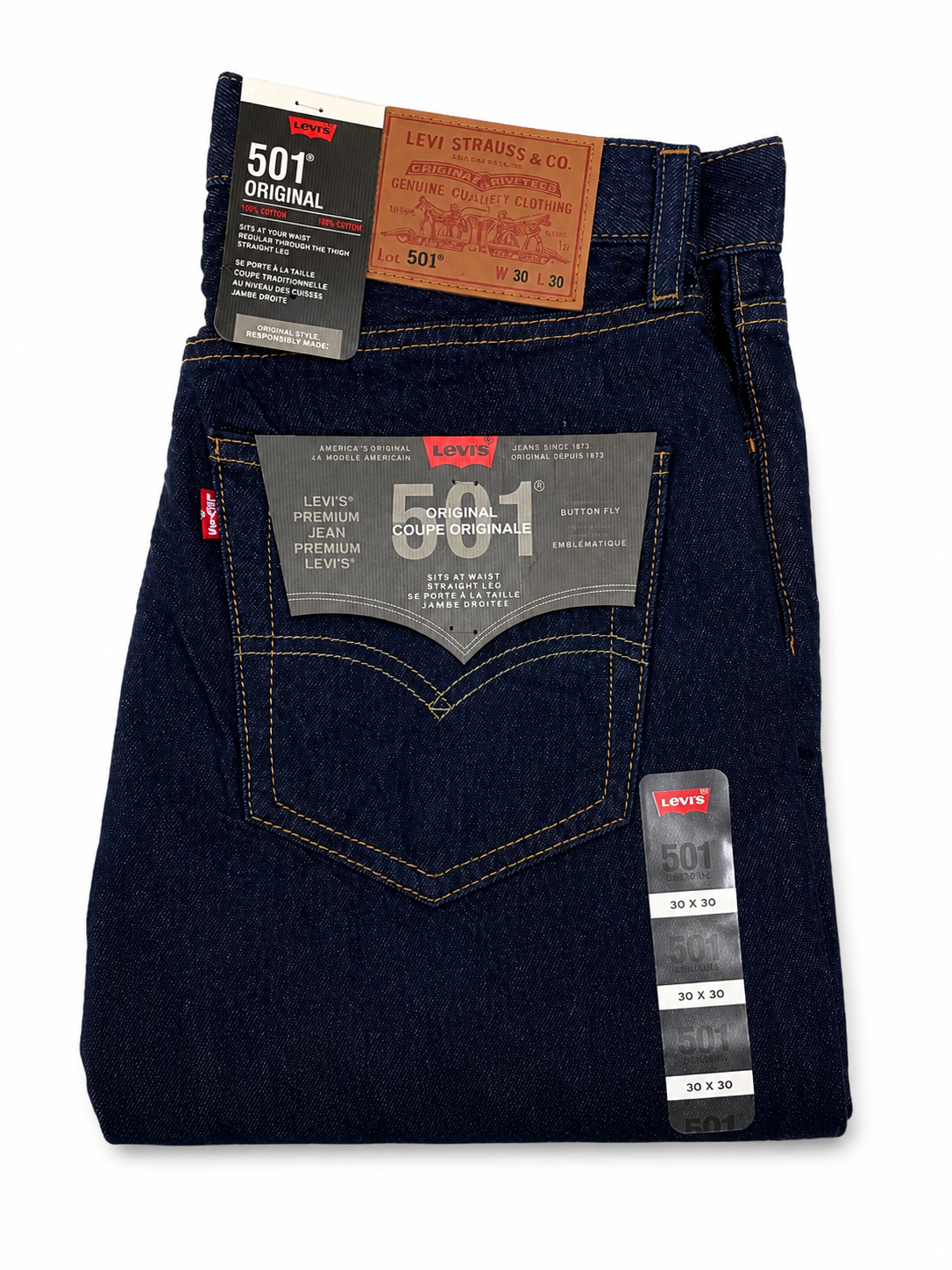 Levi's 501 Premium Dark Indigo Denim  Button Fly Straight leg