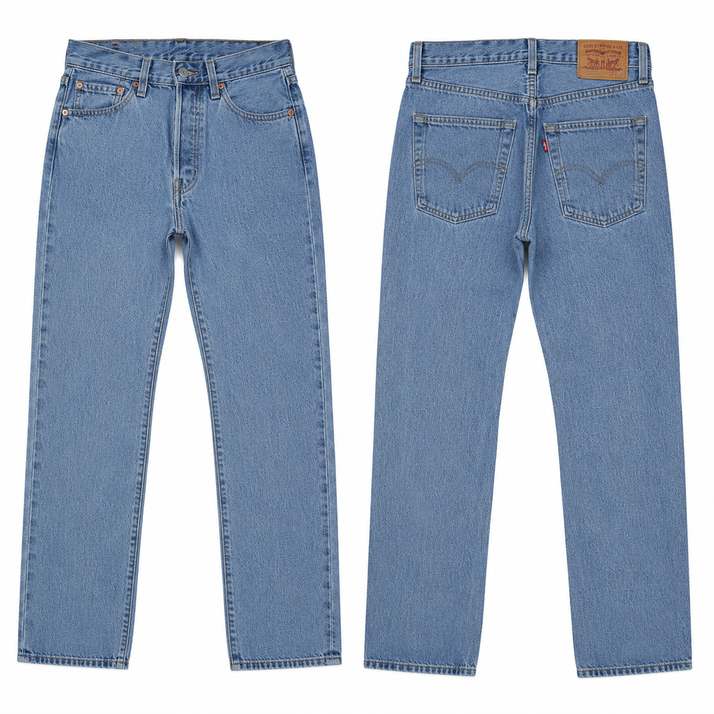 Levi’s 501 Original Fit Men’s Jeans Light Blue Wash Button Fly Denim