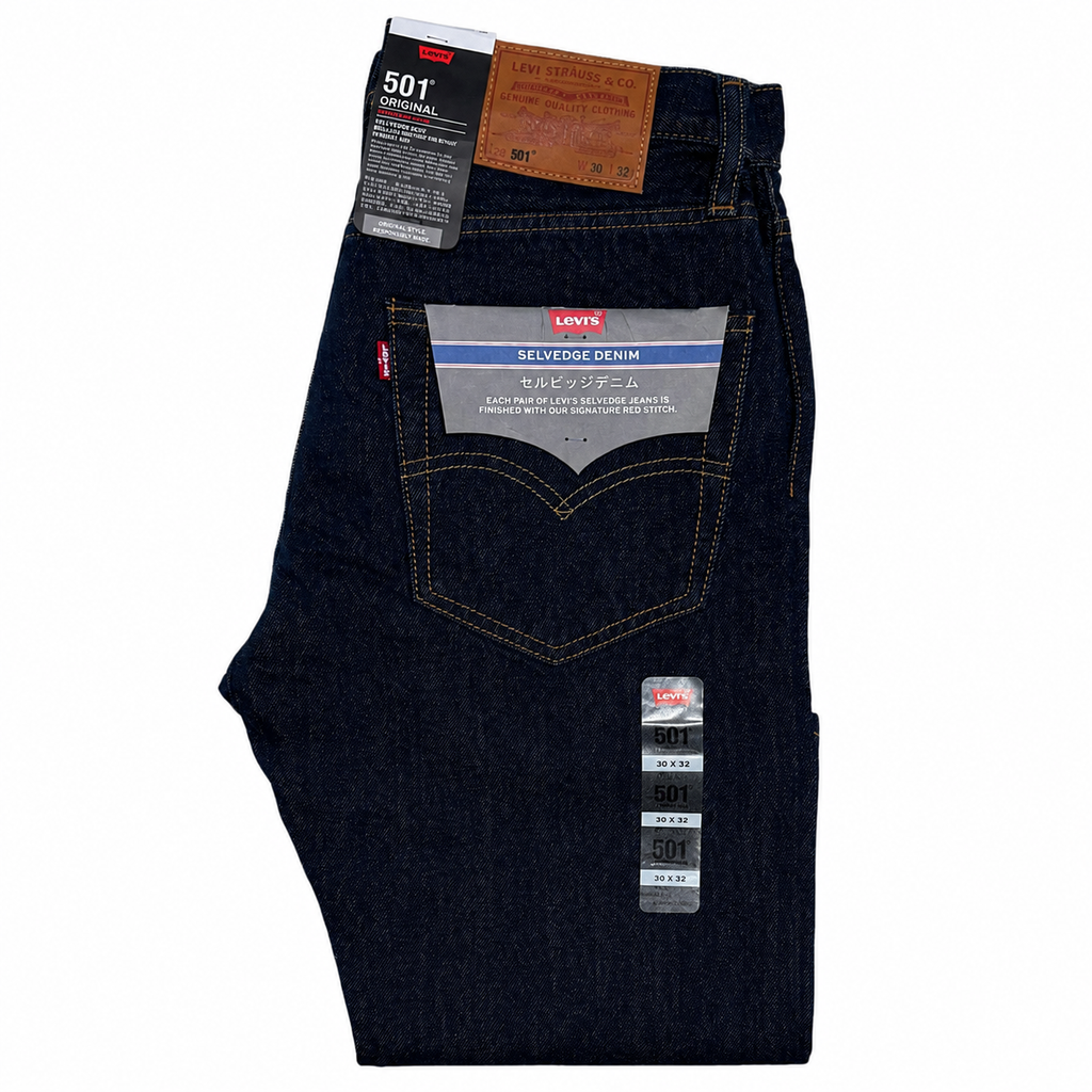 Levi’s 501 Selvedge Denim Jeans – Dark Indigo Blue – Straight Fit