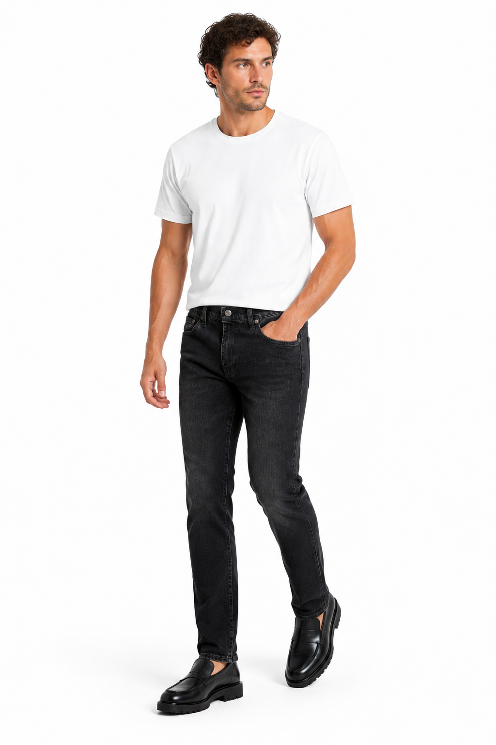 Levi’s 511™ Slim Fit Jeans Men’s Washed Black Stretch Denim with  Whiskering Effect
