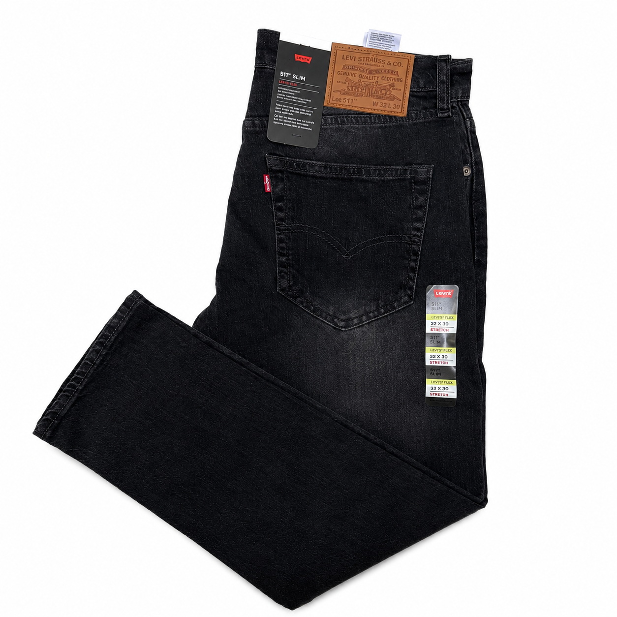 Levi’s 511™ Slim Fit Jeans Men’s Washed Black Stretch Denim with  Whiskering Effect